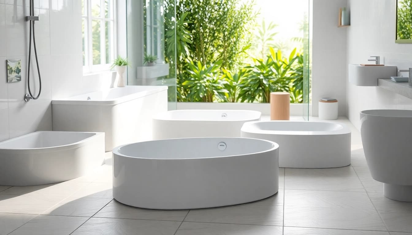 Showcasing various shower bases designed for modern bathrooms, emphasizing unique features and textures.