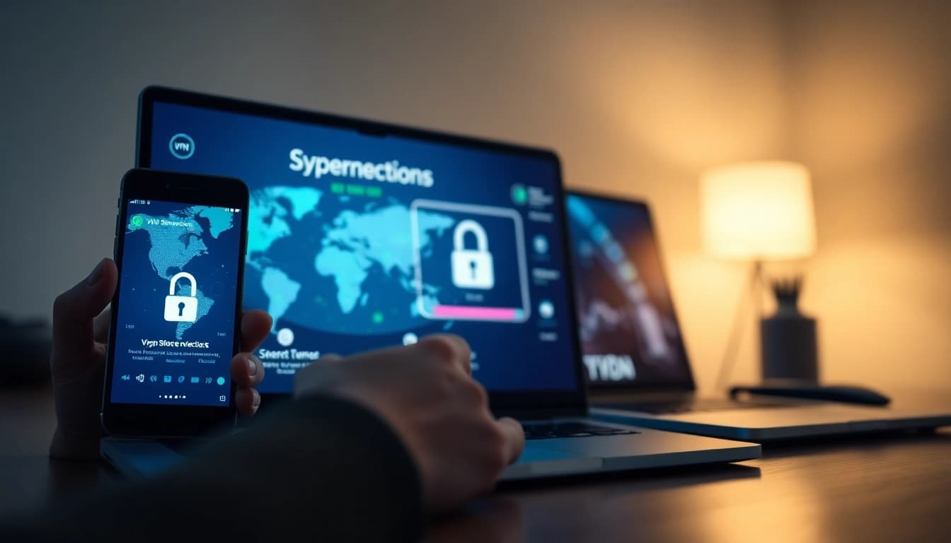 快连官网 展示用户通过现代 VPN 界面在多种设备上轻松连接，突出安全性与全球访问能力。