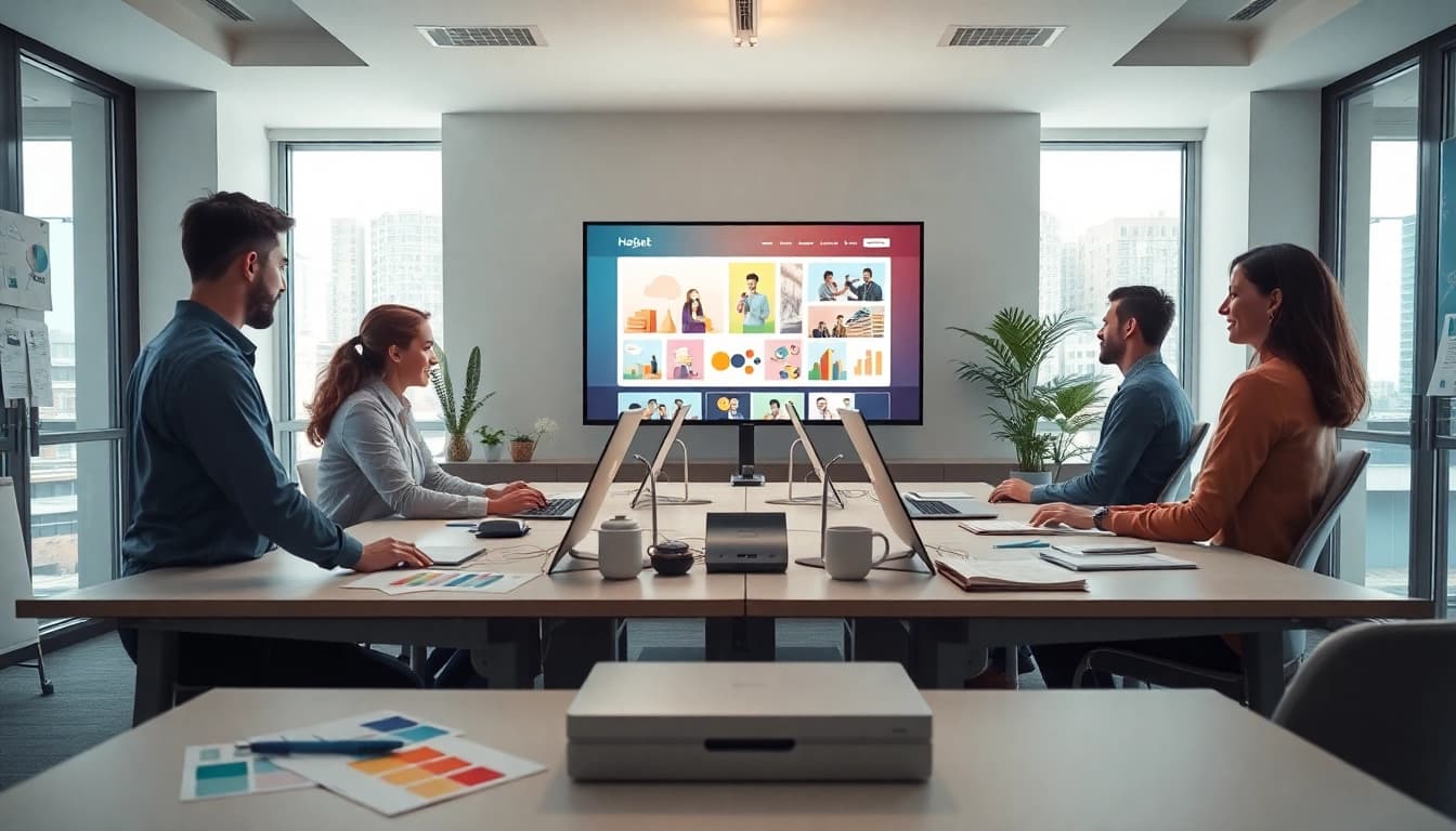 Creating engaging edmonton web design with expert web designers collaborating in a modern workspace.