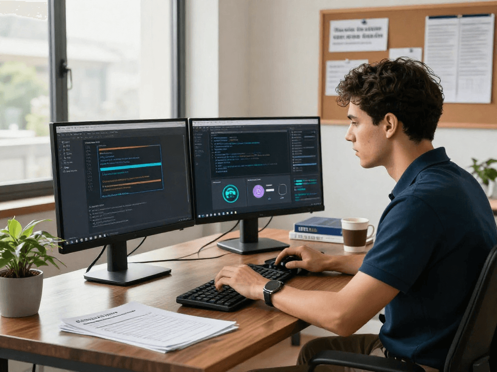 Cybersecurity expert analyzing certificados ssl configurations at modern office workstation.