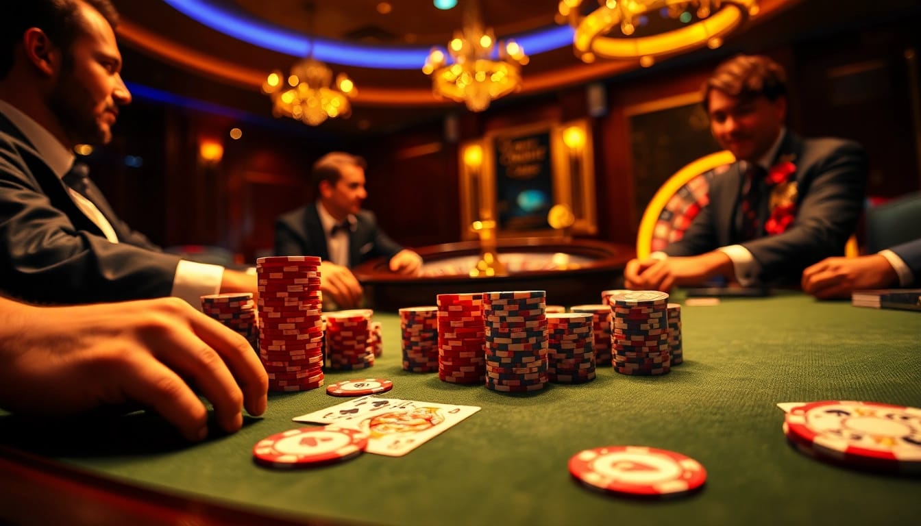 Experience the thrill of high-stakes poker at hay.win with colorful chips and cards.