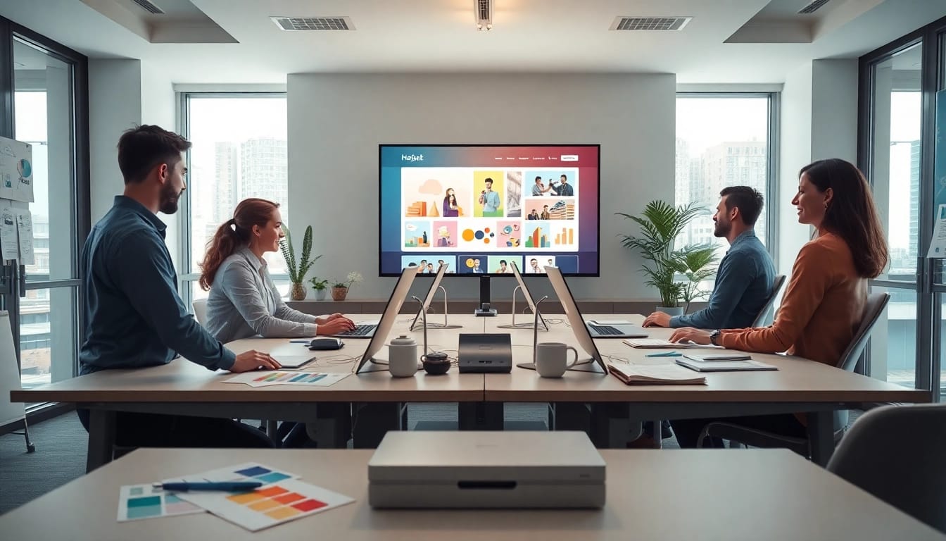 Creating engaging edmonton web design with expert web designers collaborating in a modern workspace.