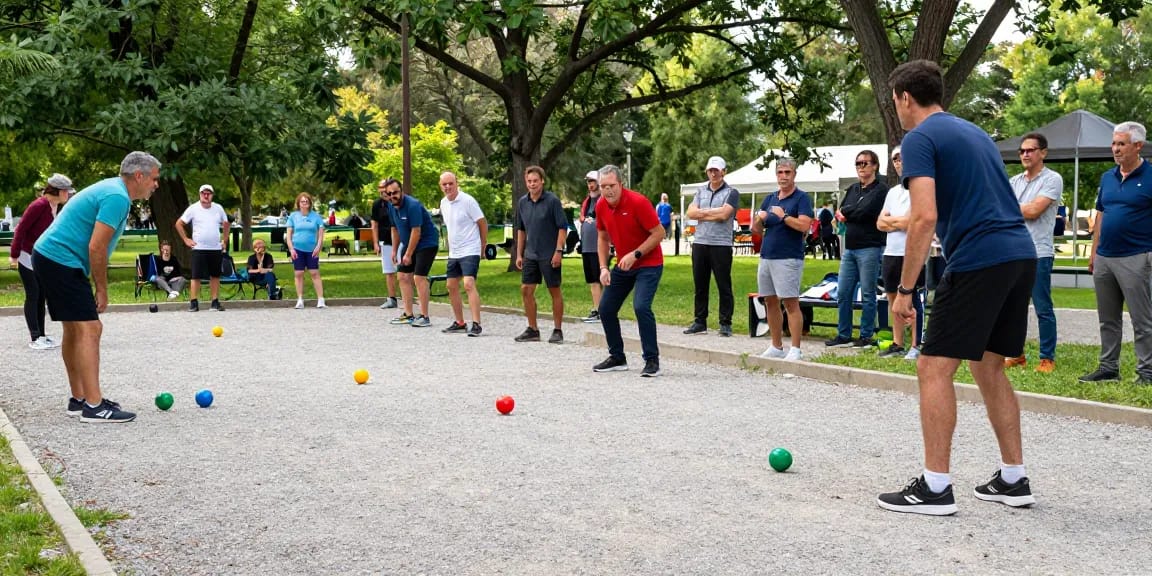 Aktivitas pertandingan petanque di fopikotatomohon.org dengan peserta beragam di taman.