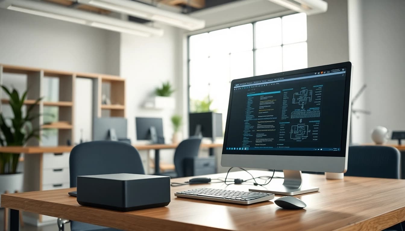 Showcasing efficient managed IT service solutions in a modern workspace with sleek technology.
