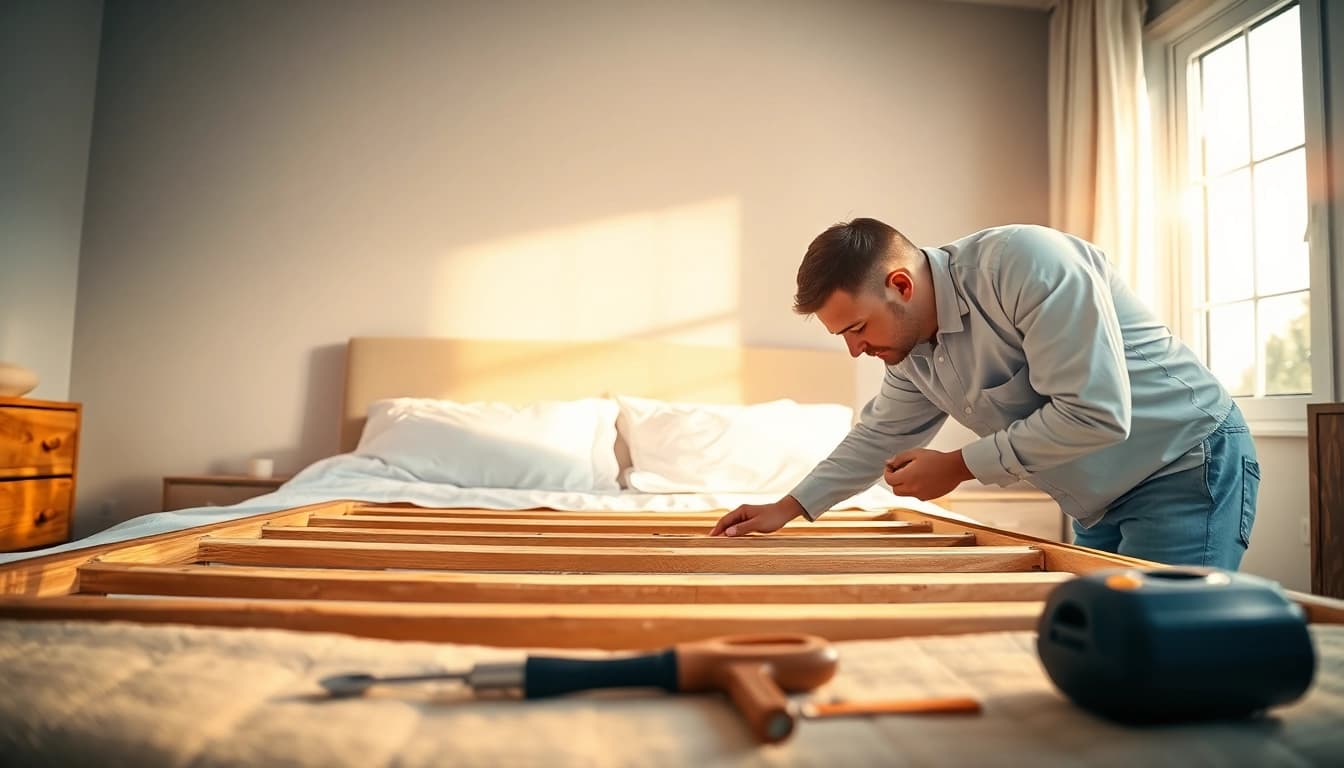 Inspecting bed bug treatment cost in a clean home with a professional pest control technician.