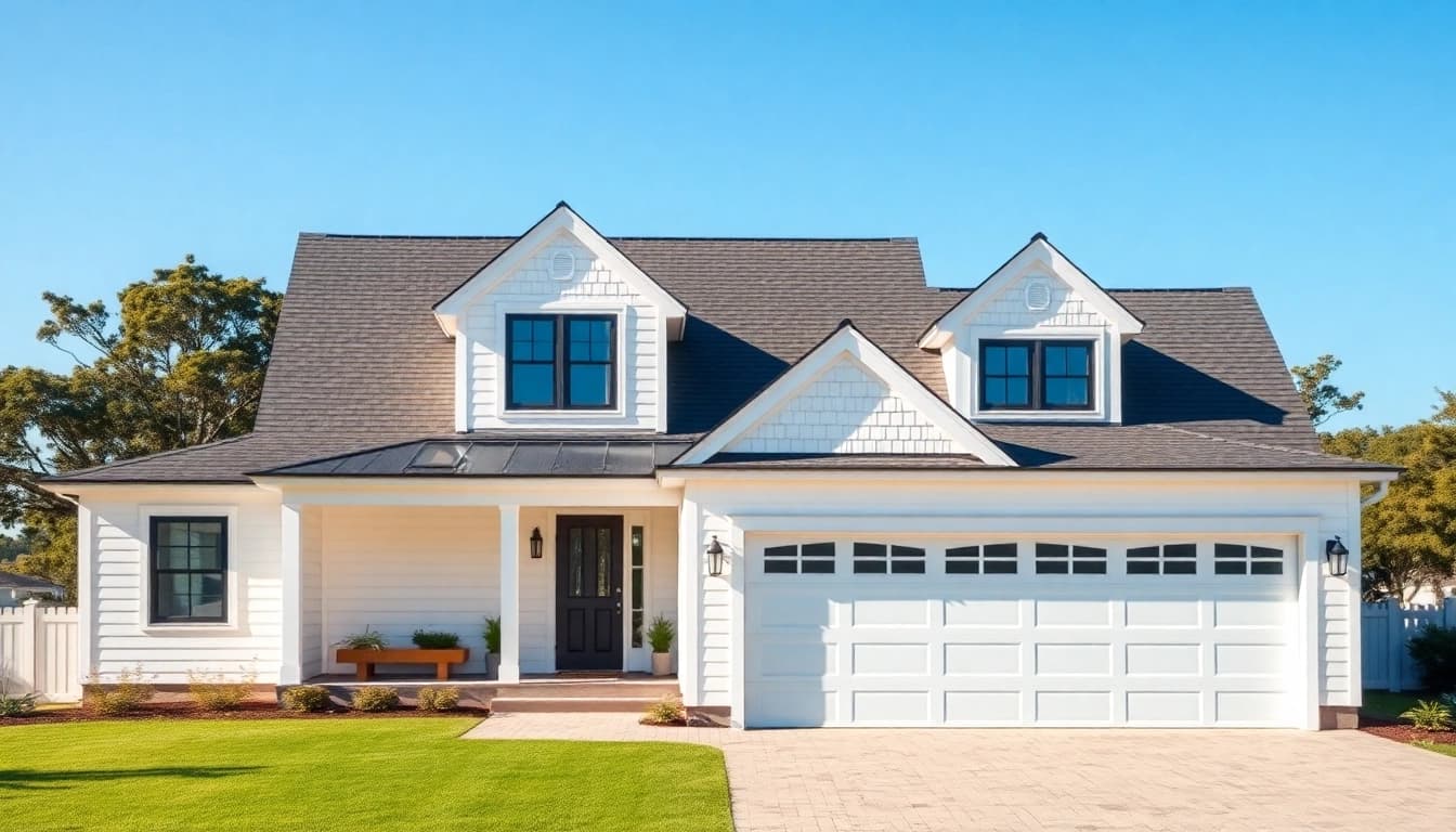 Cape Cod home addition showcasing a modern garage integrated beautifully into the design.