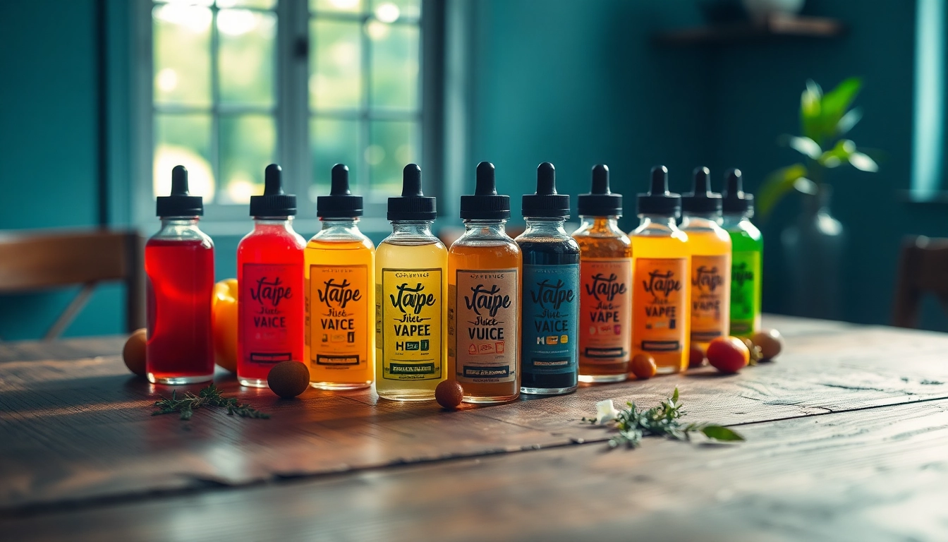 Showcasing vibrant vape juice flavors arranged artistically for a captivating view.
