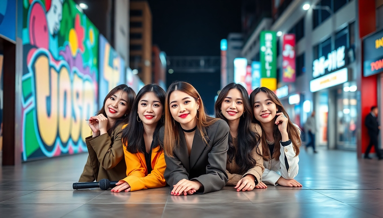 blackpink members showcasing their unique styles and vibrant personalities in an urban portrait.