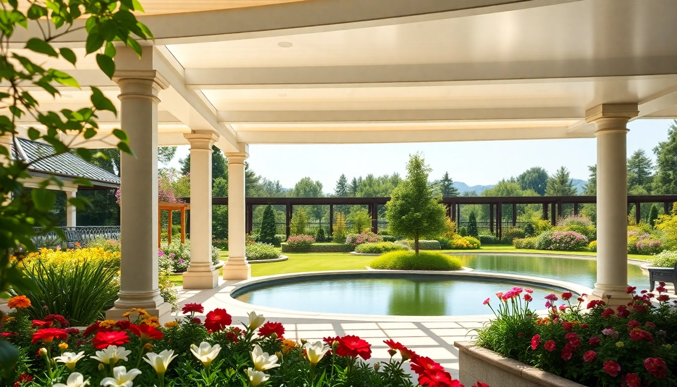 Terrassenueberdachung Ungarn mit elegantem Design in einem idyllischen Garten.