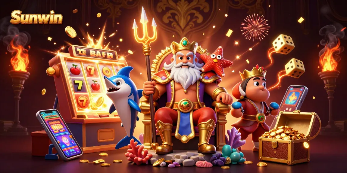 Experience thrilling gameplay at Sunwin, featuring vibrant third-party 3D characters and casino elements.