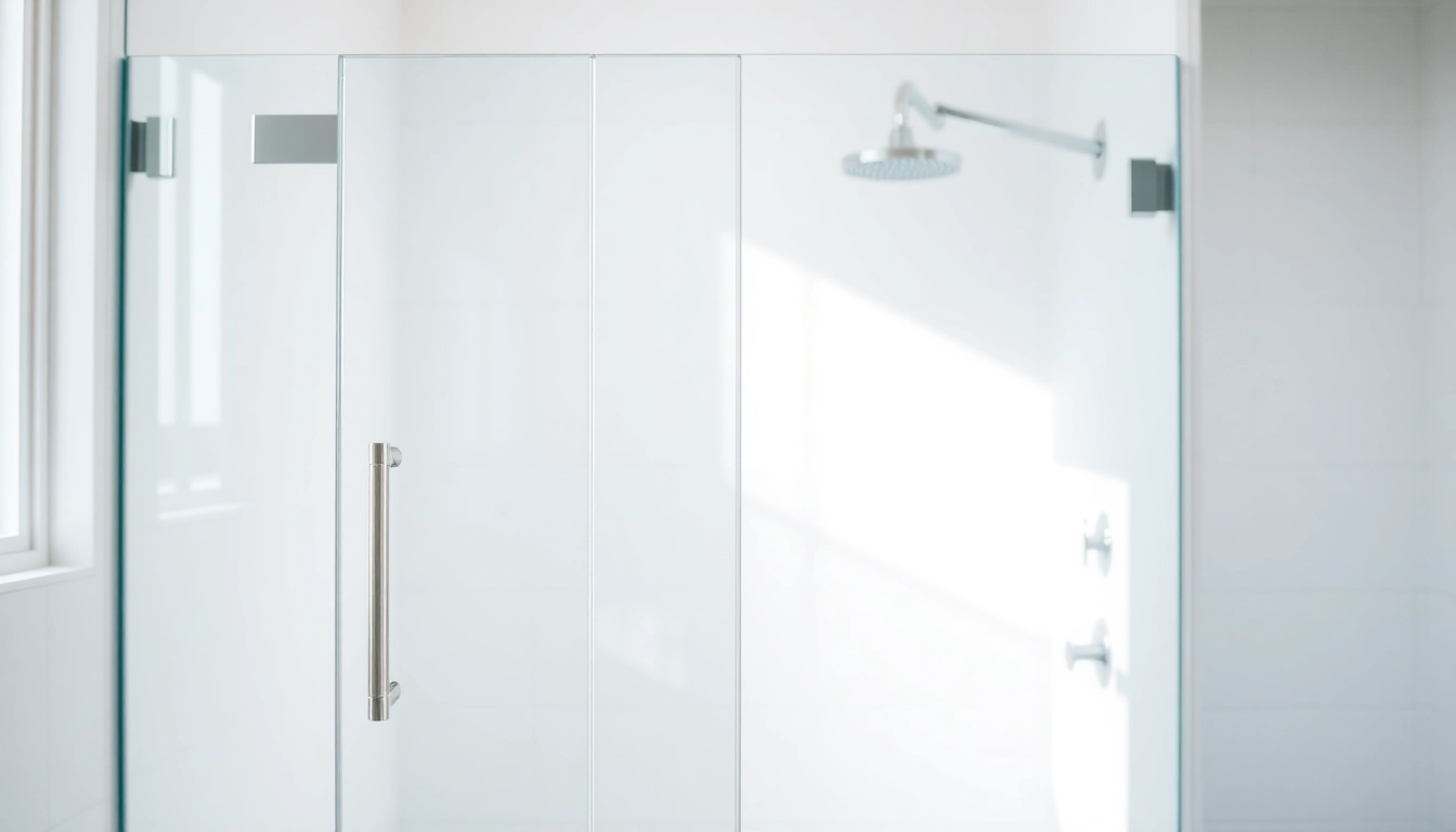 Modern shower screen door displayed in a bright, elegant bathroom showcasing sleek design and quality.