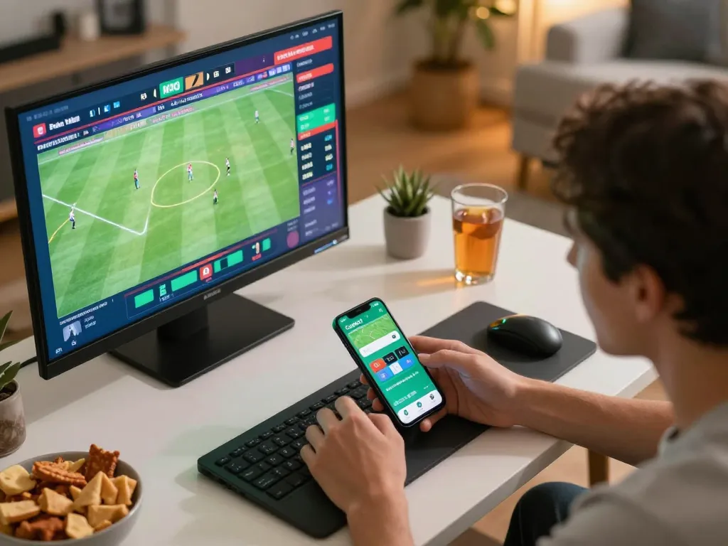 Cakhia TV app displayed on a smartphone while analyzing live sports betting at home for top odds