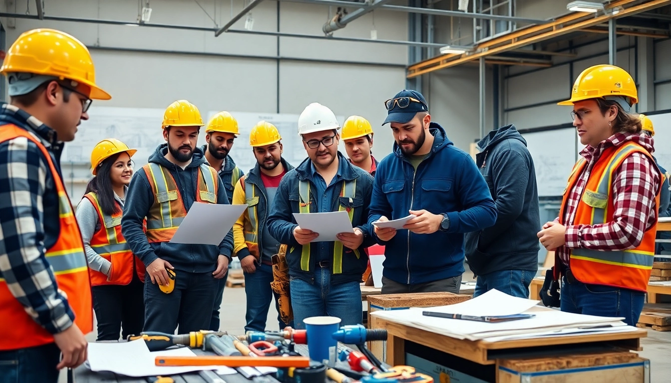 Training session focusing on contractor apprenticeship with diverse participants engaged in hands-on learning.