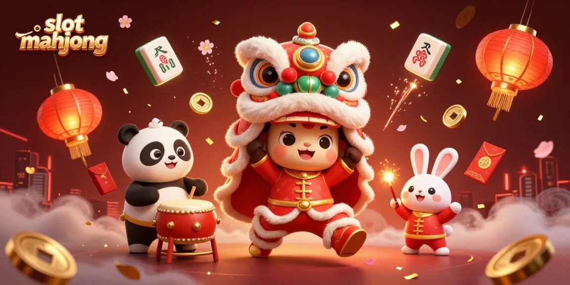 Spin the slot mahjong and enjoy vibrant 3D characters in a dynamic casino scene.