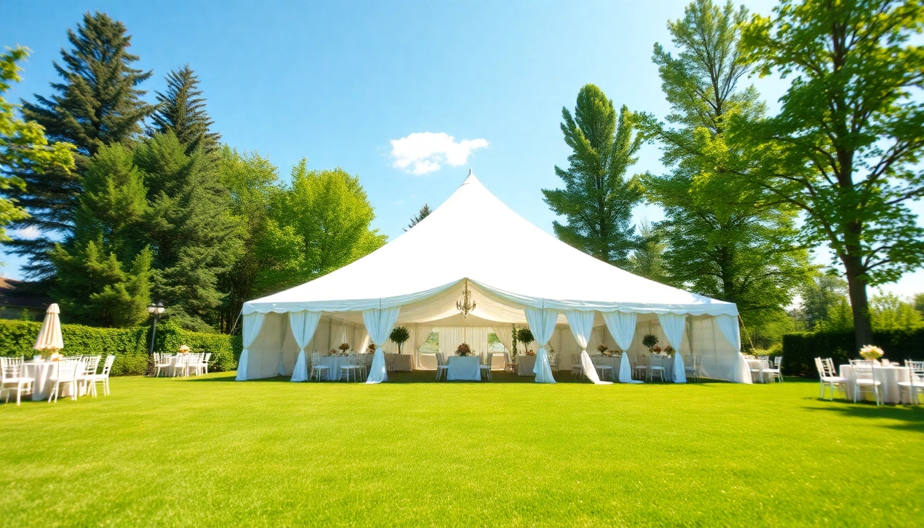 Beautiful outdoor tent rentals set for an event in a sunny garden atmosphere.