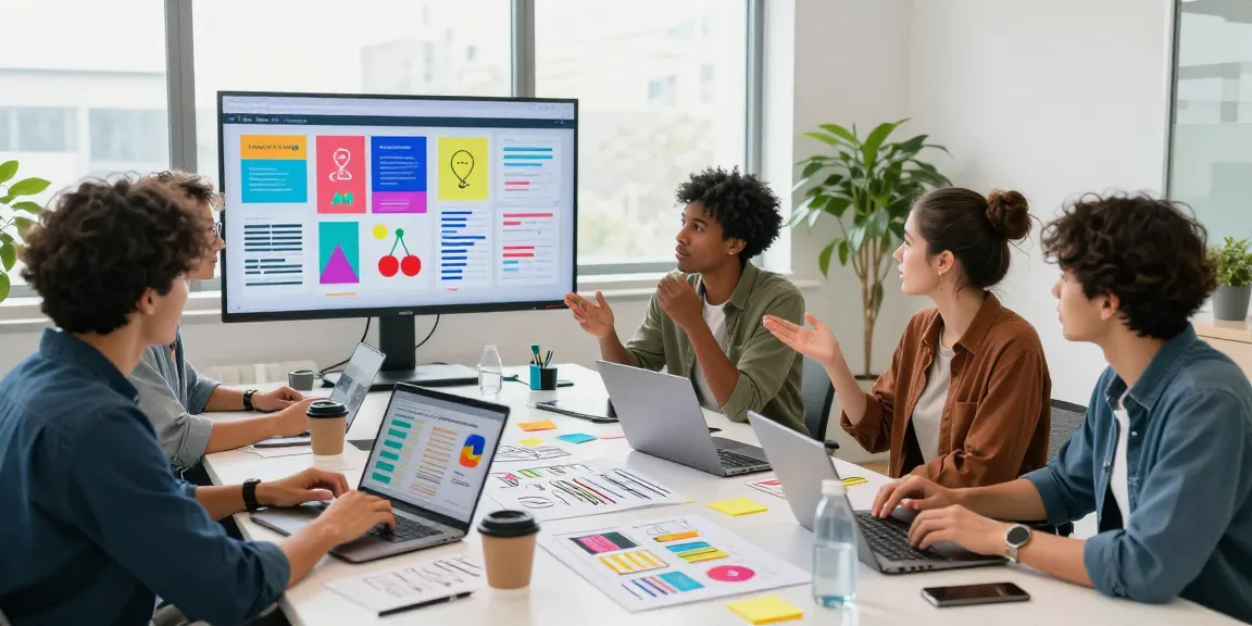 Creative team collaborating on social media branding services in Malaysia with vibrant visuals and analytics, highlighting teamwork and innovation.