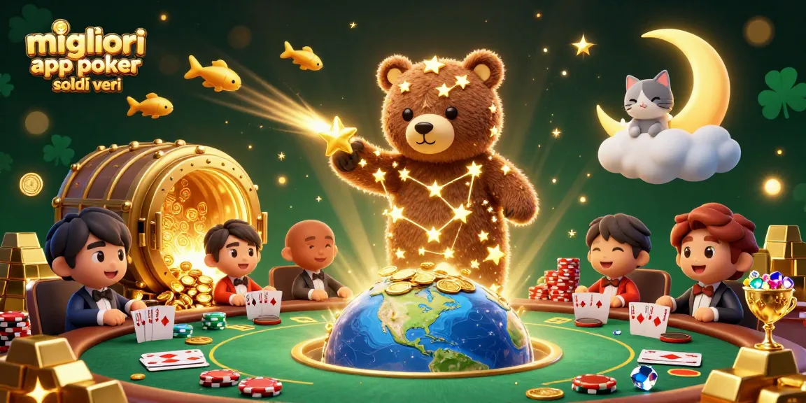 Scopri le migliori app poker soldi veri: illustrazione dinamica con tavolo da poker e personaggi animati