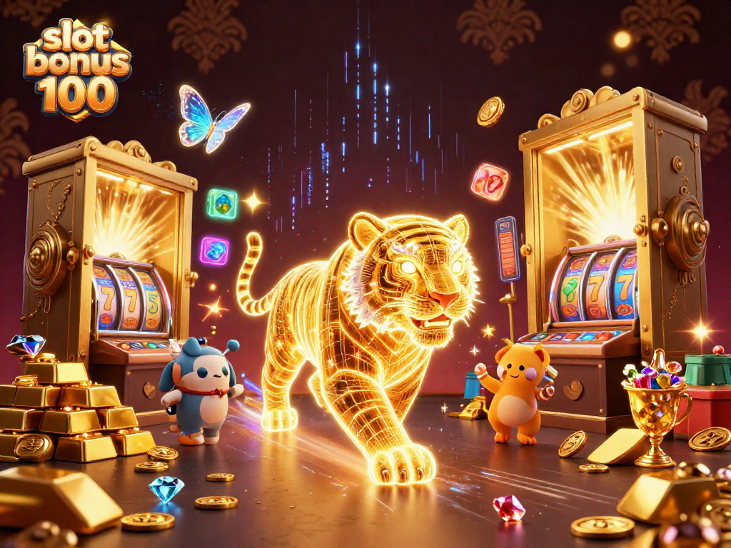 Engage with the vibrant world of slot bonus 100 in a dynamic casino landscape filled with golden treasures.