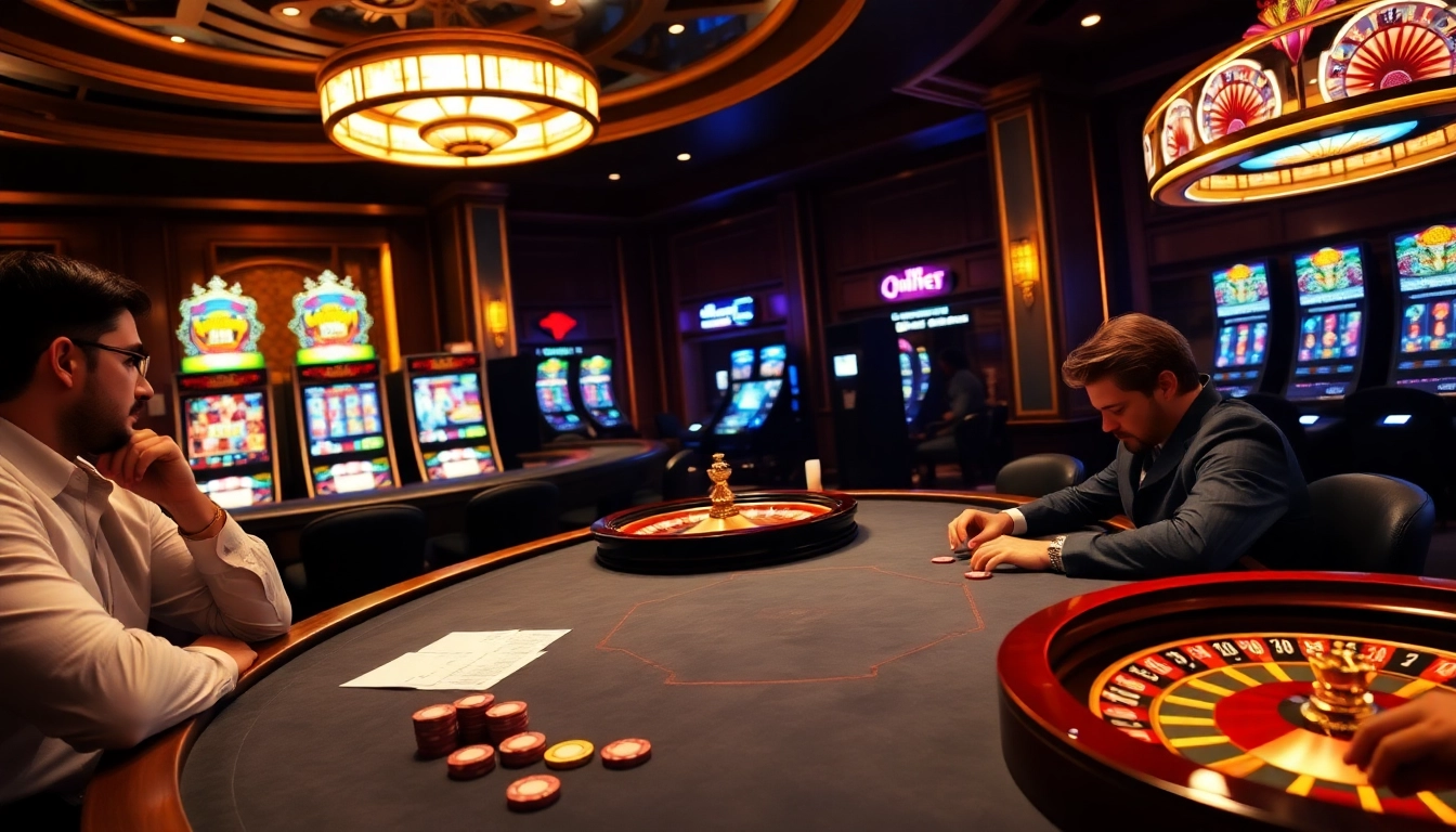 Experience the excitement of high-stakes gaming at 8kbet with vibrant casino elements and luxury decor.