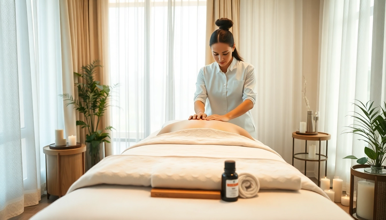 출장마사지 session in a modern spa providing a serene and professional atmosphere.