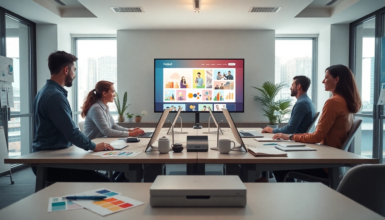 Creating engaging edmonton web design with expert web designers collaborating in a modern workspace.