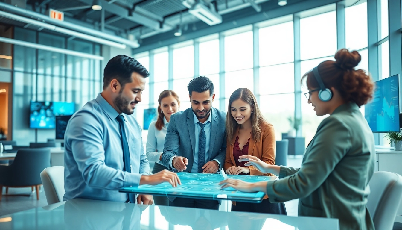 Engaging AI assistant for enterprise facilitating teamwork in a modern corporate setting.