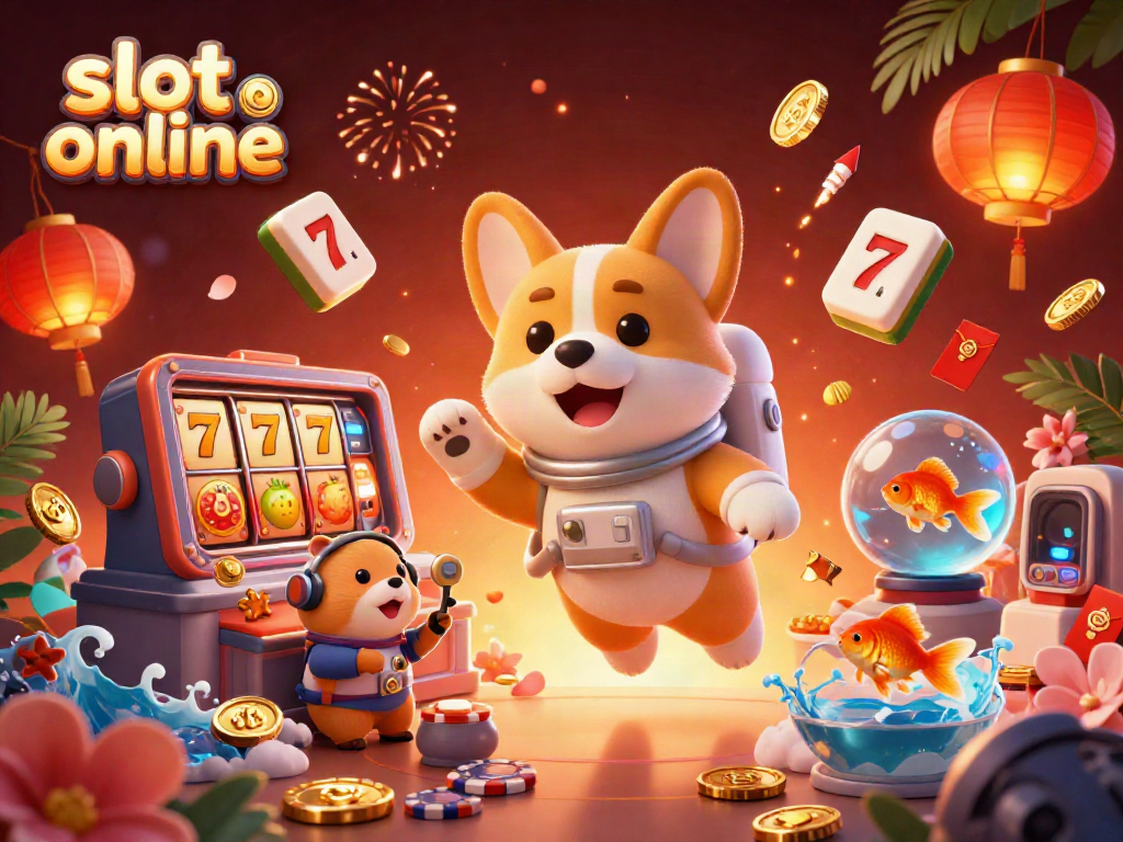 Permainan slot online seru dengan astronaut corgi dan hamster yang mengawasi aksi di kasino luar angkasa.