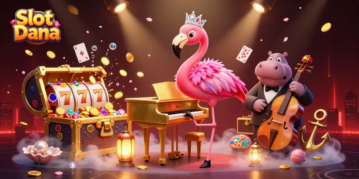 Slot Dana menawarkan pengalaman bermain yang memukau dengan simbol slot dan warna cerah dalam video game.