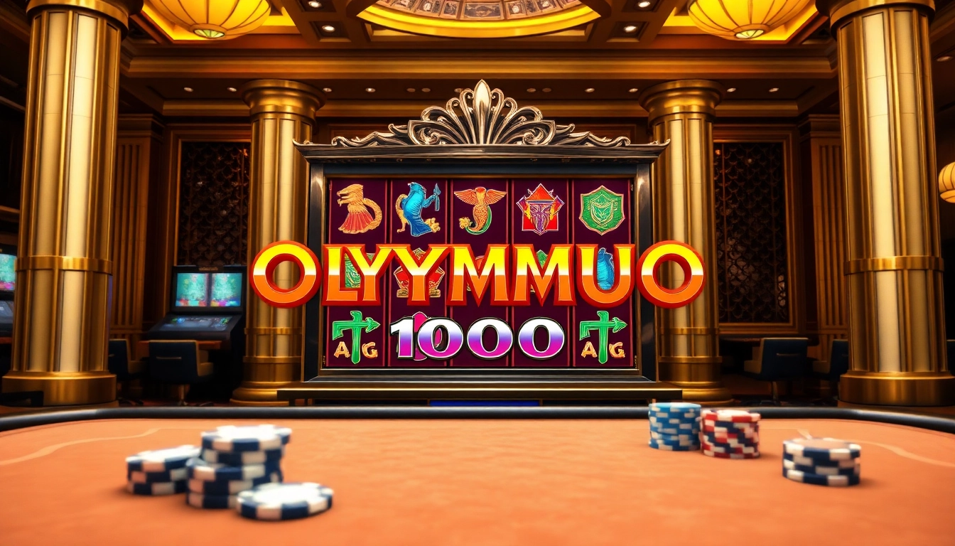 Spin the Olympus 1000 slot machine amidst luxurious casino excitement and vibrant symbols.