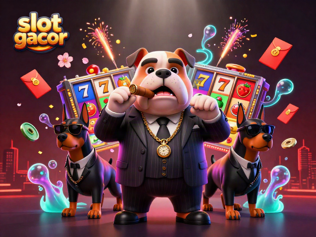 Mengguncang slot gacor dengan karakter mafia bulldog 3D dan bodyguard di kasino bertema.