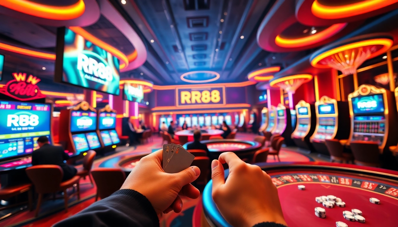 Players engaging with betting at RR88 casino tables filled with excitement and opportunities.