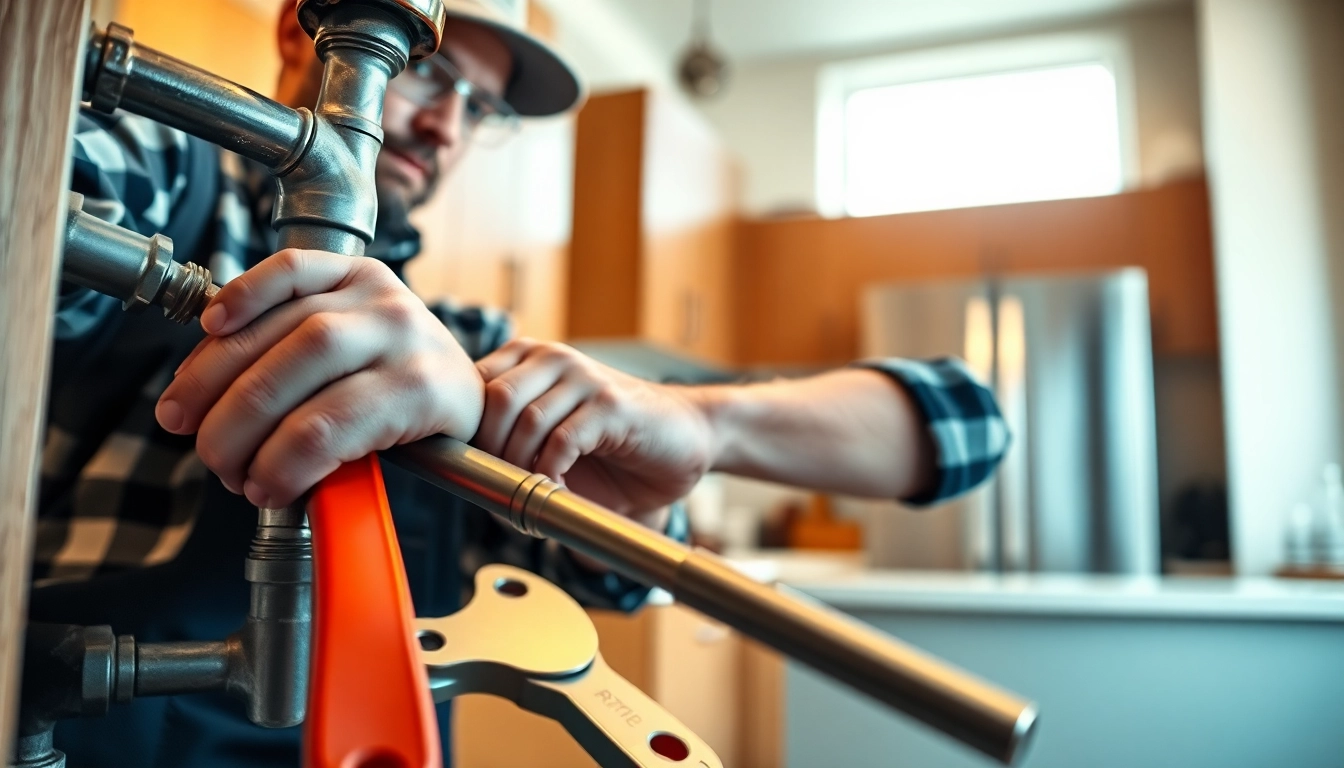 Skilled plumber demonstrating plumbing apprenticeship techniques in a modern kitchen