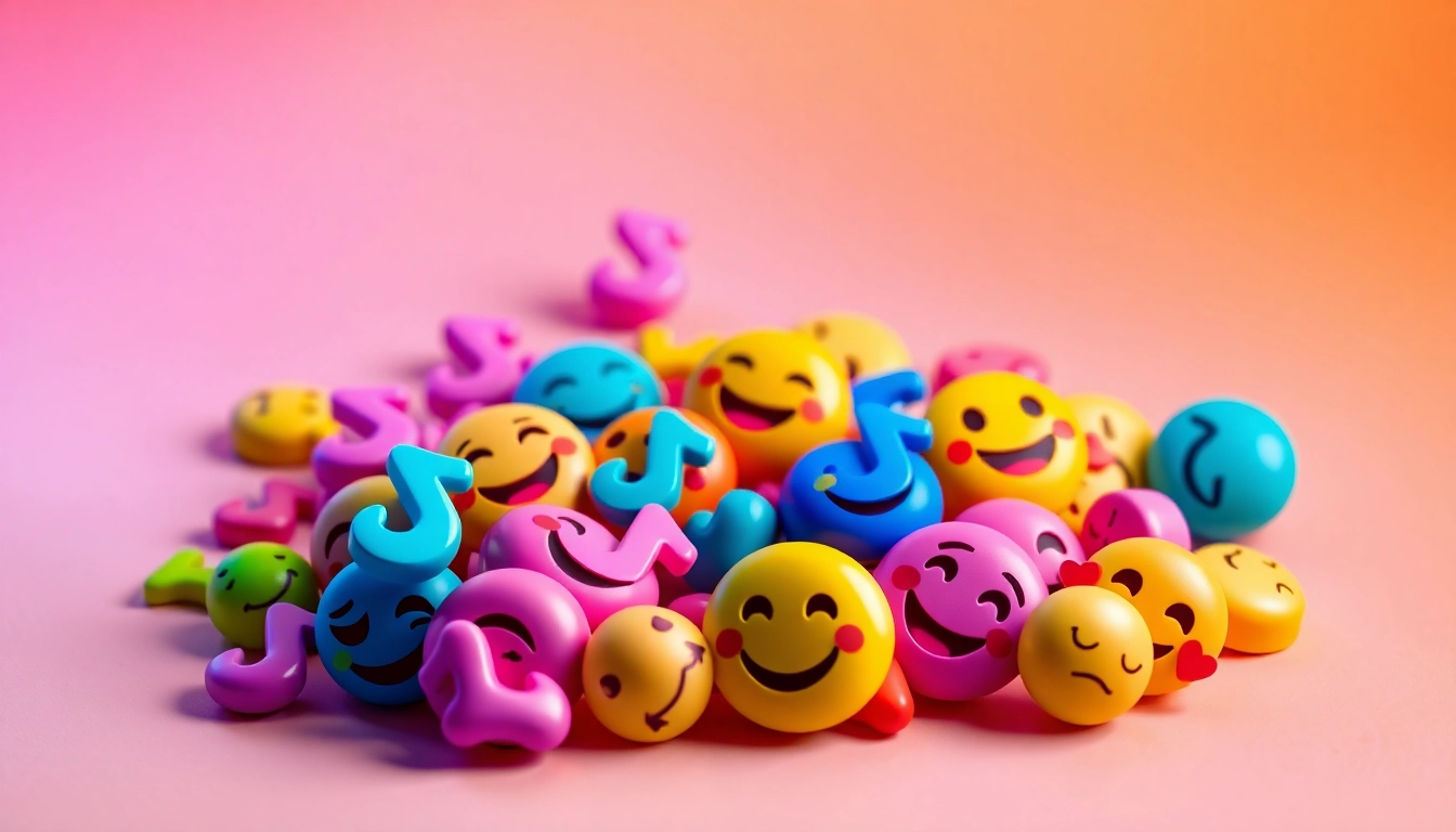Engaging collage of TikTok emojis enhancing social media interactions.