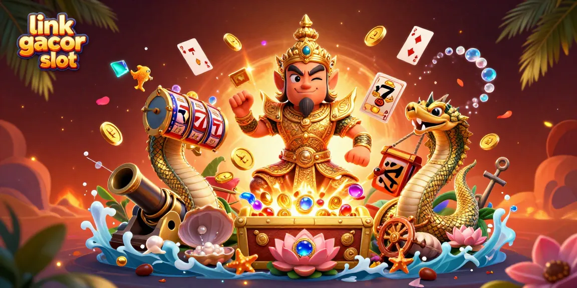 Experience thrilling wins with link gacor slot in this vibrant 3D casino scene featuring engaging symbols and treasures.