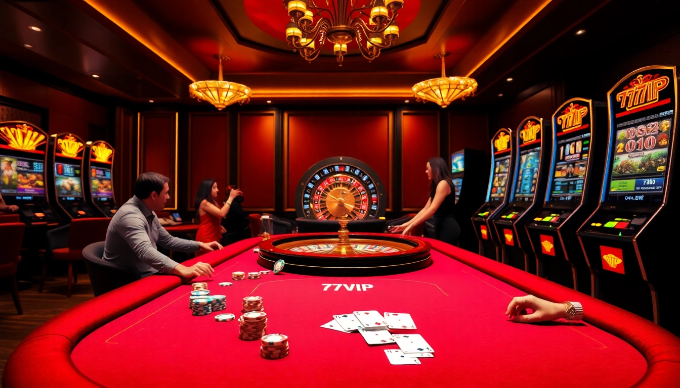 Players enjoying an exciting game at 777VIP casino, showcasing colorful chips and roulette.