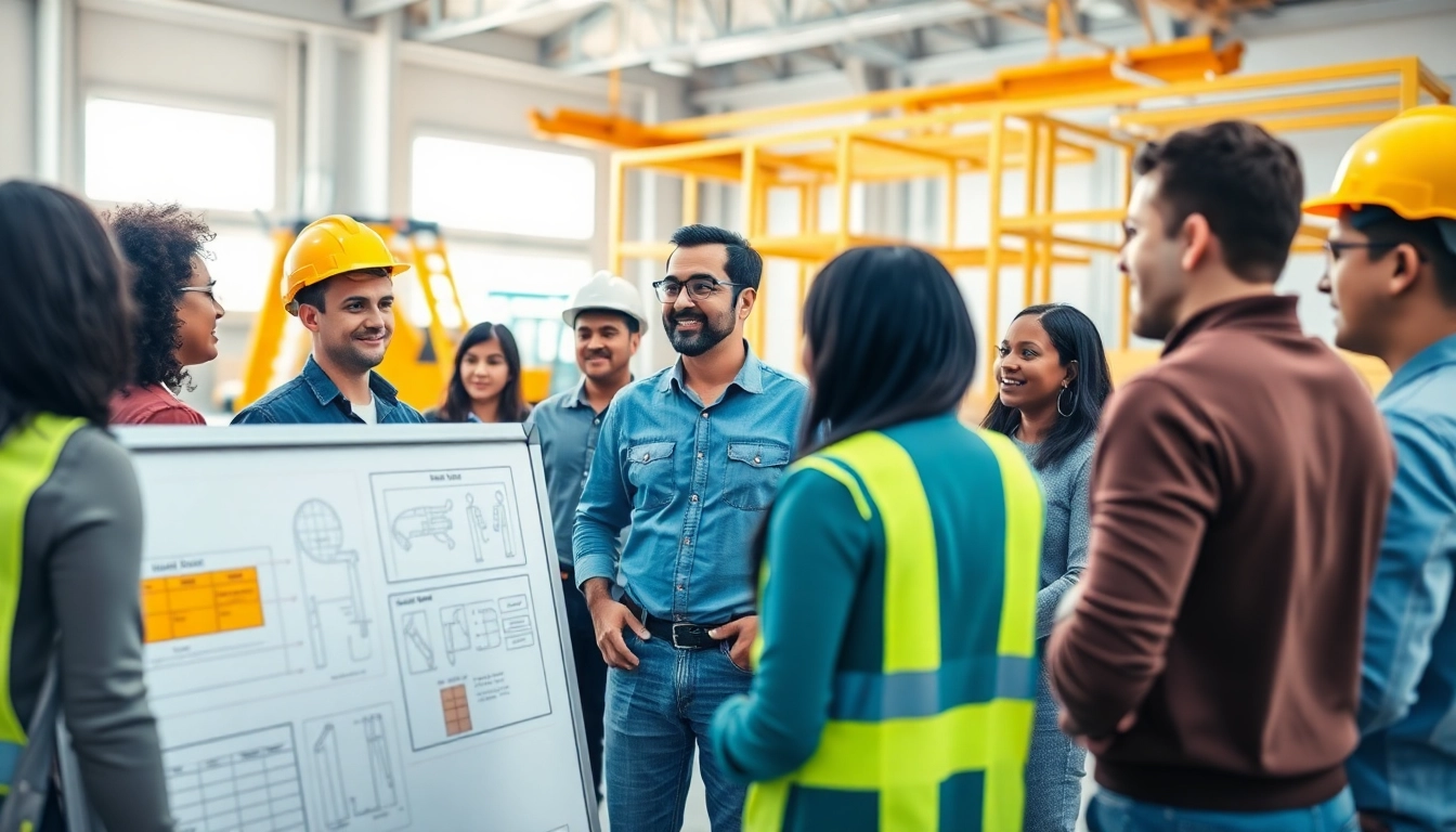 Participants engage in construction training programs with tools and instructor guidance in a modern setting.