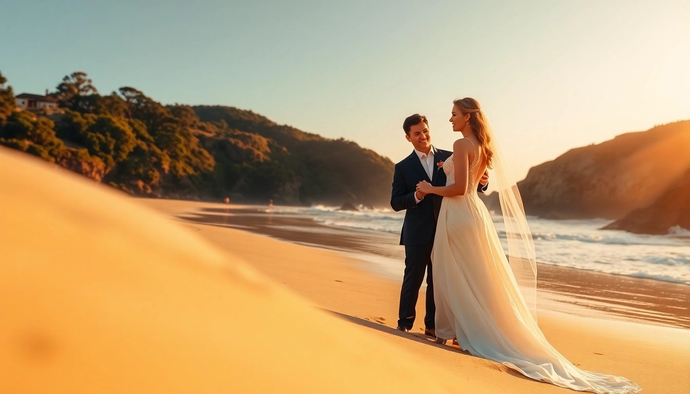 Capture a romantic moment with Carmel wedding photography featuring a couple exchanging vows on the beach.
