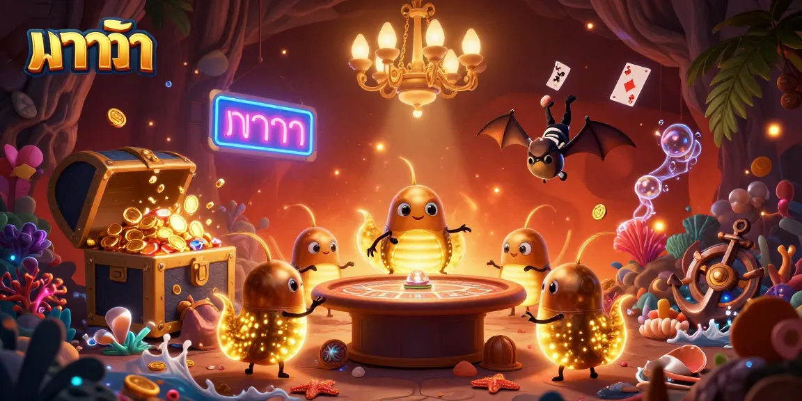 Engage in thrilling บาคาร่า action with a vibrant cave casino scene featuring bioluminescent glowworms and a bat dealer.