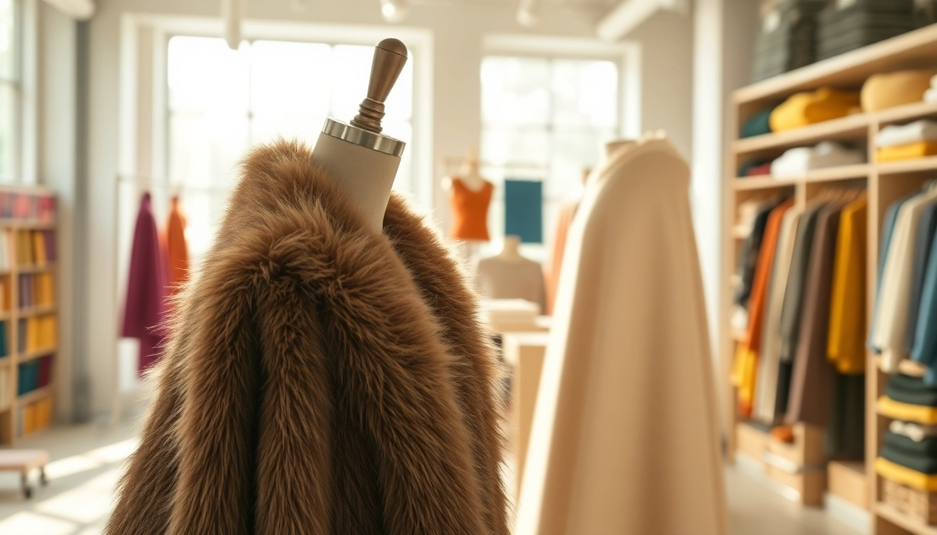 Verken imitatie bont stof met elegante texturen en natuurlijke kleuren in een showroom.