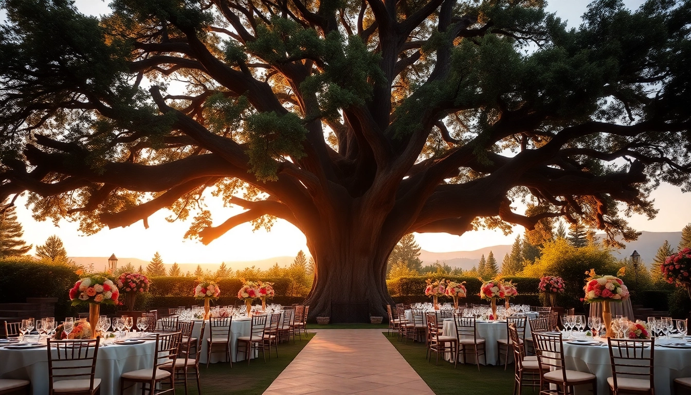 Stunning wedding venues northern California with an elegant outdoor setup featuring a majestic tree.