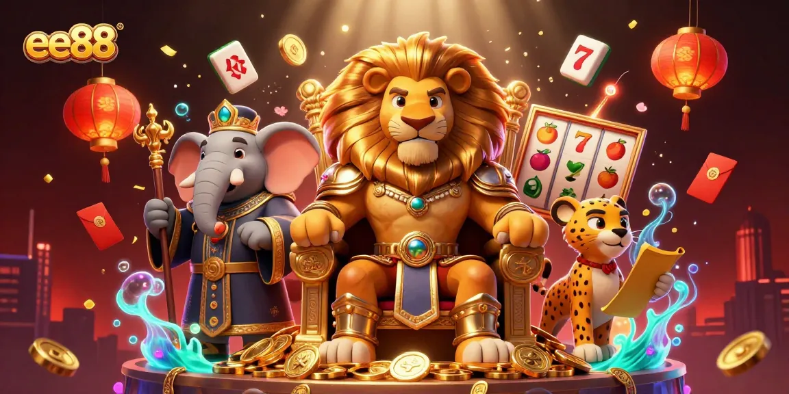 Spin jackpots with EE88's dynamic character scene and engaging gaming elements.