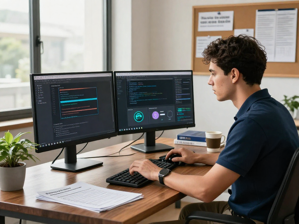Cybersecurity expert analyzing certificados ssl configurations at modern office workstation.