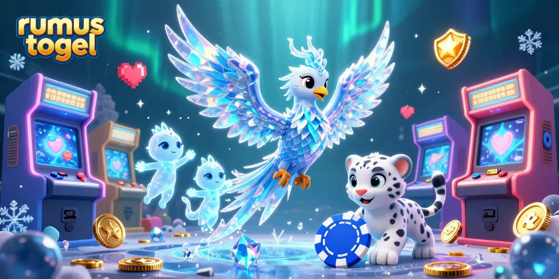 Engage with rumus togel strategies through a colorful, dynamic casino scene featuring an ice phoenix and gaming excitement.