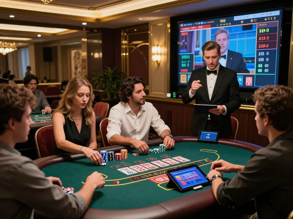 Exciting gameplay at a virtual 바카라사이트 with live dealer interaction and players enjoying the atmosphere.