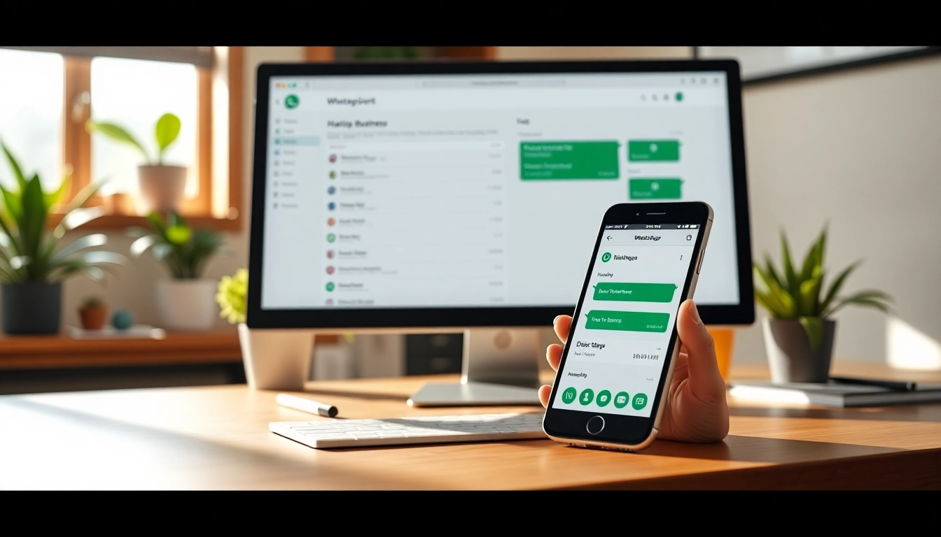 Enhance customer relations with WhatsApp Business CRM featuring a dashboard and smartphone.