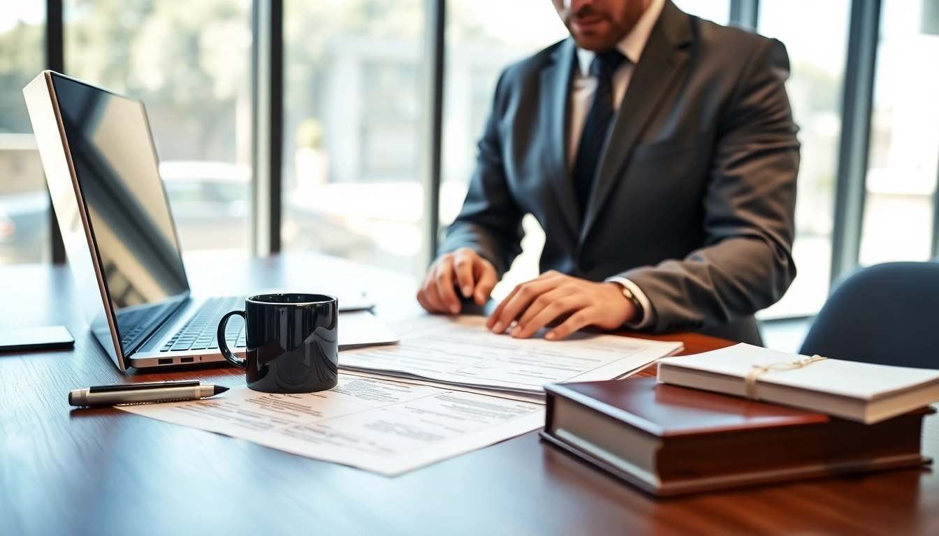 Experienced truck accident attorney Clearwater discussing case with clients in a bright office setting.