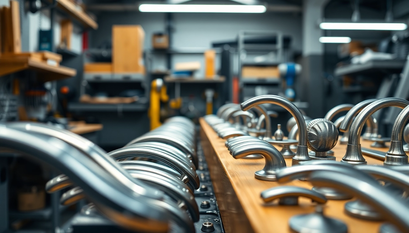 Showcasing a handle manufacturer with exquisite designs and craftsmanship in a professional workshop.
