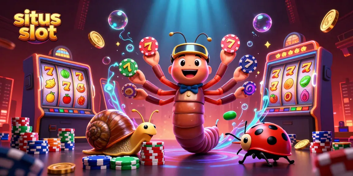 Experience exciting gameplay at situs slot with a dynamic casino scene featuring colorful slot reels and energetic characters.