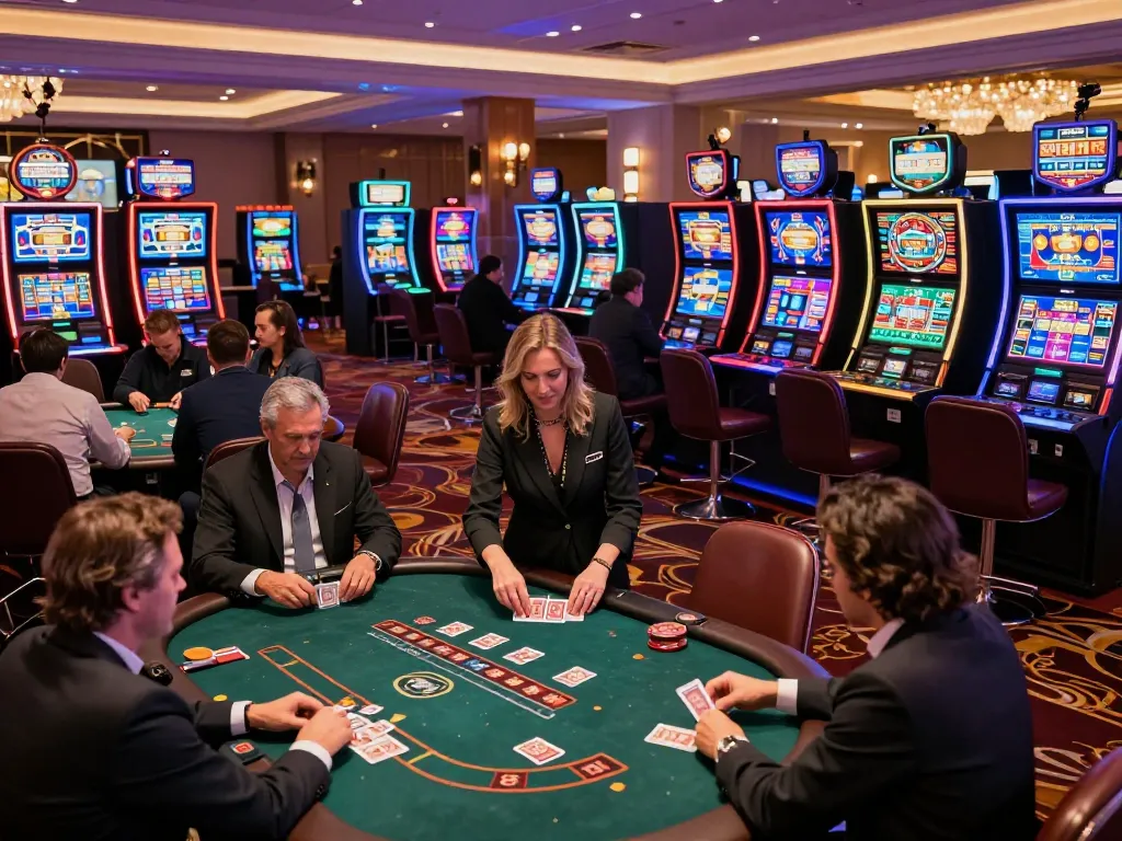 Engaged players enjoying various games at casino americani online, highlighting vibrant atmosphere.