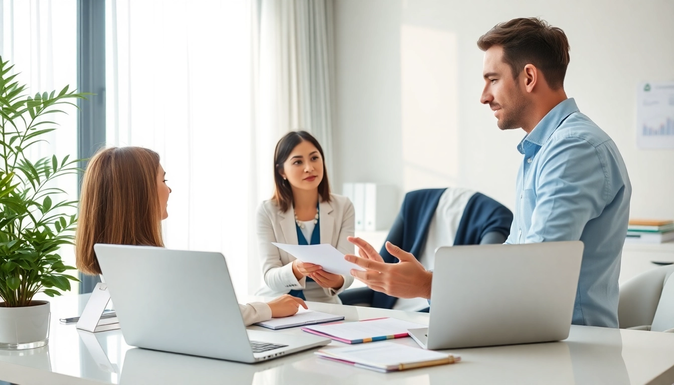 카드 한도 현금화 방법을 설명하는 전문가가 사무실에서 상담하는 모습.